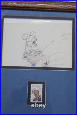 Disney Mickey Mouse Postcard Walt Disney Postage Stamp Framed