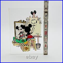 Disney Mickey Mouse The Art Of Self Portrait Acrylic Frame Hand Painted RARE