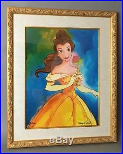 Disney Parks Belle Beauty and the Beast Framed Giclee 8/95 COA Randy Noble