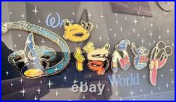 Disney Pin Letters Framed Set Walt Disney World Mickey Pluto Stitch RARE