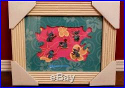 Disney Pin Set Aloha Stitch 5 individual pins+White Wooden Frame