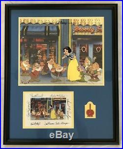 Disney Snow White Look what I got! Hand Painted Animation Cel Framed Signed Pin