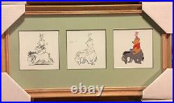 Disney Vintage Pooh Matte Framed Art 15x8 Prints 3x By 3 Very Hard to Find