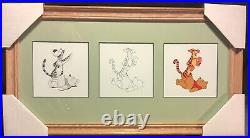 Disney Vintage Pooh Matte Framed Art 15x8 Prints 3x By 3 Very Hard to Find