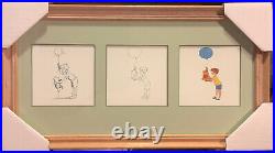 Disney Vintage Pooh Matte Framed Art 15x8 Prints 3x By 3 Very Hard to Find