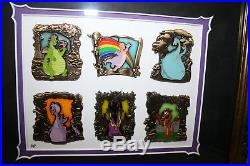 Disney WDI Dragons Stained Glass framed LE300 pin set Maleficent, Mushu AP