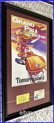 Disney World Tomorrowland Race Way 15x26 Custom Framed Print WithVintage Ticket+