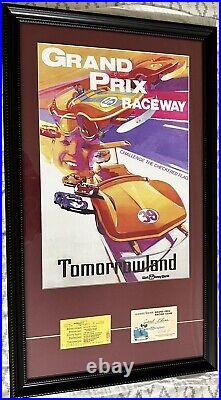 Disney World Tomorrowland Race Way 15x26 Custom Framed Print WithVintage Ticket+
