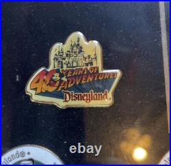 Disneyland 40 Years of Adventure FRAMED Set of 6 Vintage DISNEY PINS