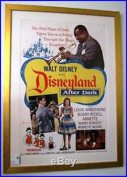 Disneyland After Dark 1962 Walt Disney UV Framed Movie Poster Louis Armstrong