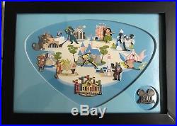 Disneyland Retro 50th Anniversary Map framed 11 pin set