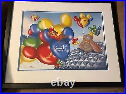 Don Ducky Williams Dumbo Walt Disney World Balloons LE Framed Signed Art Mickey