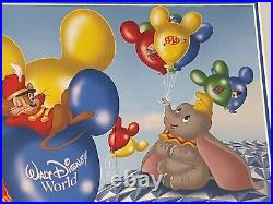 Don Ducky Williams Dumbo Walt Disney World Balloons LE Framed Signed Art Mickey