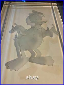 Donald Duck Walt Disney (1950's) 17 x 25 Etched Glass Window & Frame
