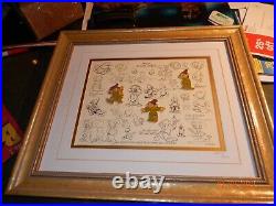 Dopey Model Sheet Pin Set Limited Edition Framed Walt Disney Snow White 1999 COA