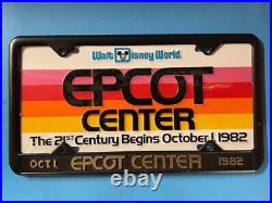 Epcot Center Vintage Pre-opening Metal License Plate And License Plate Frame