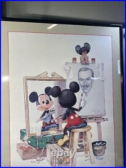 Framed Disney Art Print Poster 36.5x25 Walt Disney Self Portrait Mickey Mouse