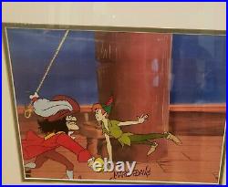Framed Disney Peter Pan Duels Capt. Hook Disney Cel Sericel signed Marc Davis