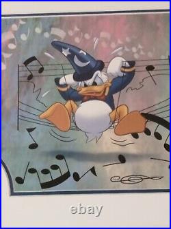 Framed Disney Print Donald Duck Mickey's Philharmonic Print With Pin With COA