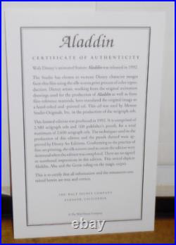 Framed Limited Edition 1992 Walt Disney Serigraph Cel Aladdin As Seen