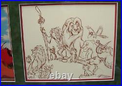 Framed Sericel & Drawing Walt Disney Animation Art The Lion King 1994 Coa