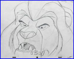 Framed Walt Disney Animation Art Production Drawing of Mufasa from The Lion King