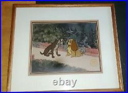 Framed Walt Disney Lady and the Tramp Ltd Edition Sericel withCOA & Background