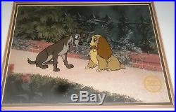 Framed Walt Disney Lady and the Tramp Ltd Edition Sericel withCOA & Background
