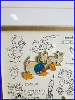 Framed Walt Disney Limited Edition Pin Set Donald Duck Model Sheets #1578/7500