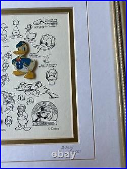 Framed Walt Disney Limited Edition Pin Set Donald Duck Model Sheets #2463/7500