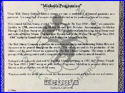 Framed Walt Disney Mickey Through The Years Exclusive Stamp & Bronze Medallion