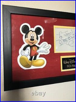 Framed Walter E Disney Signed Autograph Index Card Walt Mickey Beckett COA LOA