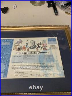Framed walt disney stock certificate