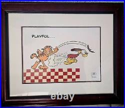 Garfield Lithograph Signed By Jim Dav Playful 1993 Garfield And Odie Framed