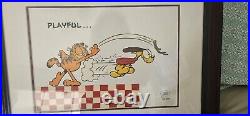 Garfield Lithograph Signed By Jim Dav Playful 1993 Garfield And Odie Framed