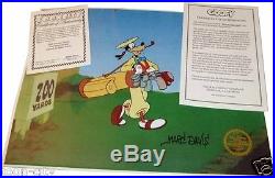 Goofy Golf Frame Hand Signed Walt Disney Sericel Cel FREE b/g MARC DAVIS 1980s