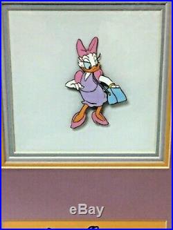 HAND PAINTED ANIMATION CELL DAISY DUCK WALT DISNEY for CHEVROLET FRAMED withMat