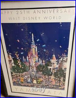 HIRO YAMAGATA VTG 25th Anniversary Walt Disney World Art Poster 1996 Framed HTF