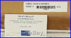 Here's Mickey Mouse Sericel Framed Walt Disney Limited Edition 2500 COA Art EUC