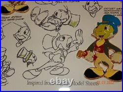 Jiminy Cricket Model Sheet Pin Set Limited Edition Framed 1999 Walt Disney COA