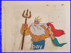 Little Mermaid Disney production cel Ariel father Triton SIGNED Beckett Cert