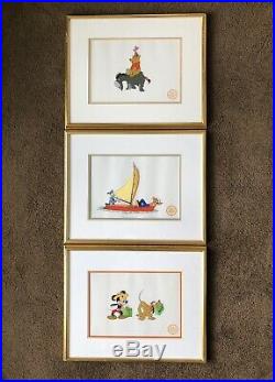Lot (3) Walt Disney Limited Edition Serigraph Cel Framed Goofy Mickey Pooh Duck