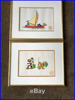 Lot (3) Walt Disney Limited Edition Serigraph Cel Framed Goofy Mickey Pooh Duck