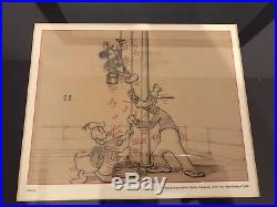 Lot 4 framed original Disney Story Sketches 1938-40 Mickey Minnie Pluto vintage