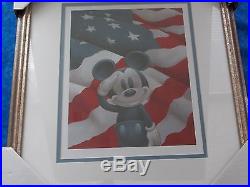 MICKEY SALUTES AMERICA FRAMED LITHOGRAPH 17-1/2 x 15-1/2