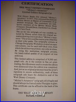 MICKEY'S AMATEURS Walt Disney Serigraph Cel Framed Limited Edition 9500