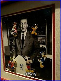 Mahogany Framed 5 Character Pin Set On A Walt Disney Photo Limited Edition