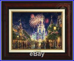 Main Street USA Walt Disney World Thomas Kinkade 12x16 Canvas Framed Burl Frame