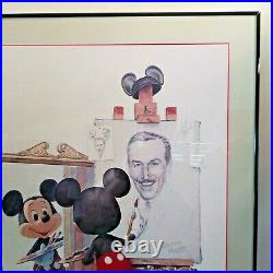 Mickey Mouse Drawing Walt! Disneyana Walt Disney Framed COMPLETE WITH SEAL