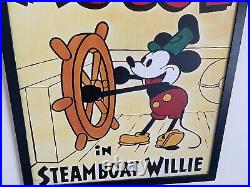 Mickey Mouse in Steamboat Willie Framed Oil Painting Walt Disney
